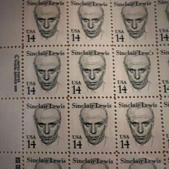 MNH 1980 Sinclair Lewis, American Novelist, Scott #1856 Sheet of 100 14c Stamps - Picture 1 of 2